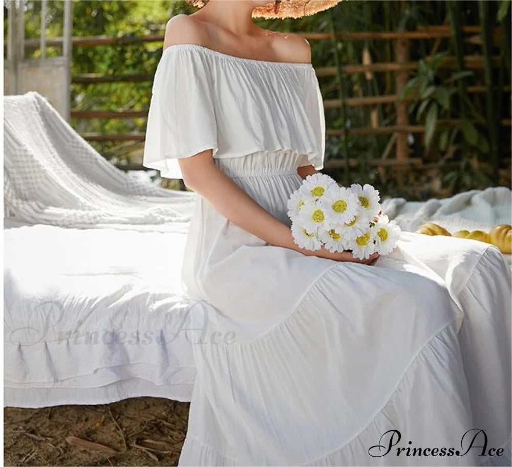 Ruffled Romance Off Charming The Shoulder Maxi Dress Casual Dresses