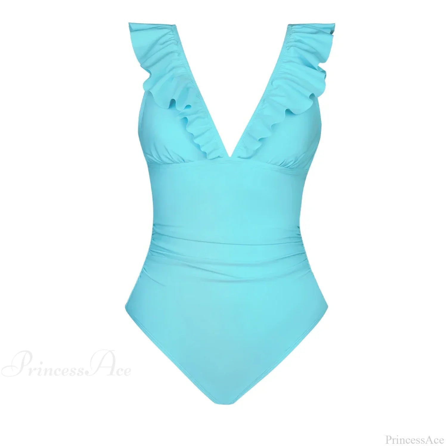 Ruffled V-neck Lace Up Monokini One Piece Set color8 / XS