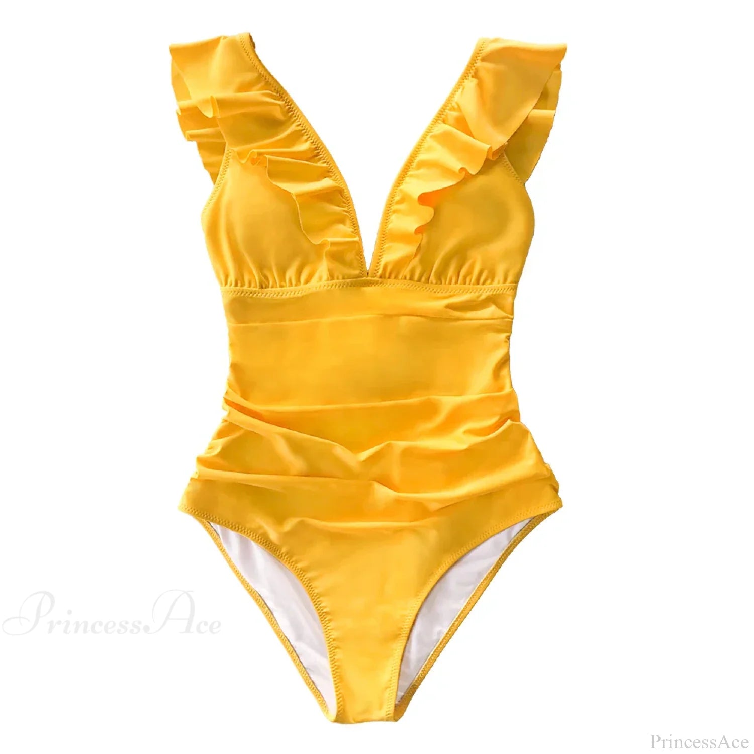 Ruffled V-neck Lace Up Monokini One Piece Set color9 / XS