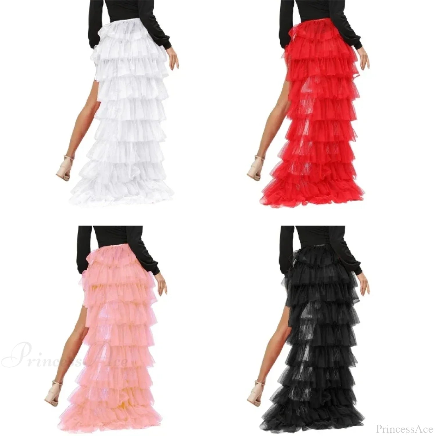 Ruffles Tulle Floor-Length Skirt