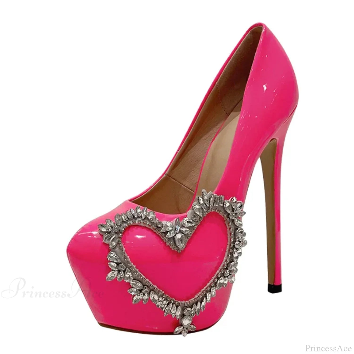 Runway Style Pink High-Heels Women Pumps Spring Autumn Round-Toe Crystal Platform Stiletto Wedding