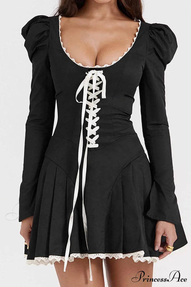 Rushed Lace Up Corset Mini Dress Black / L Dresses