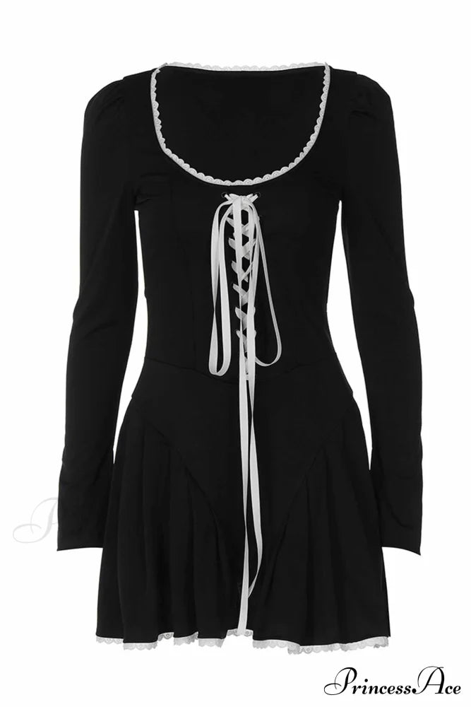 Rushed Lace Up Corset Mini Dress Dresses