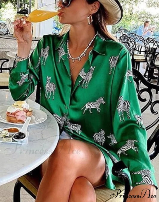 Safari Shirt Xs / Green Tops & Blouses