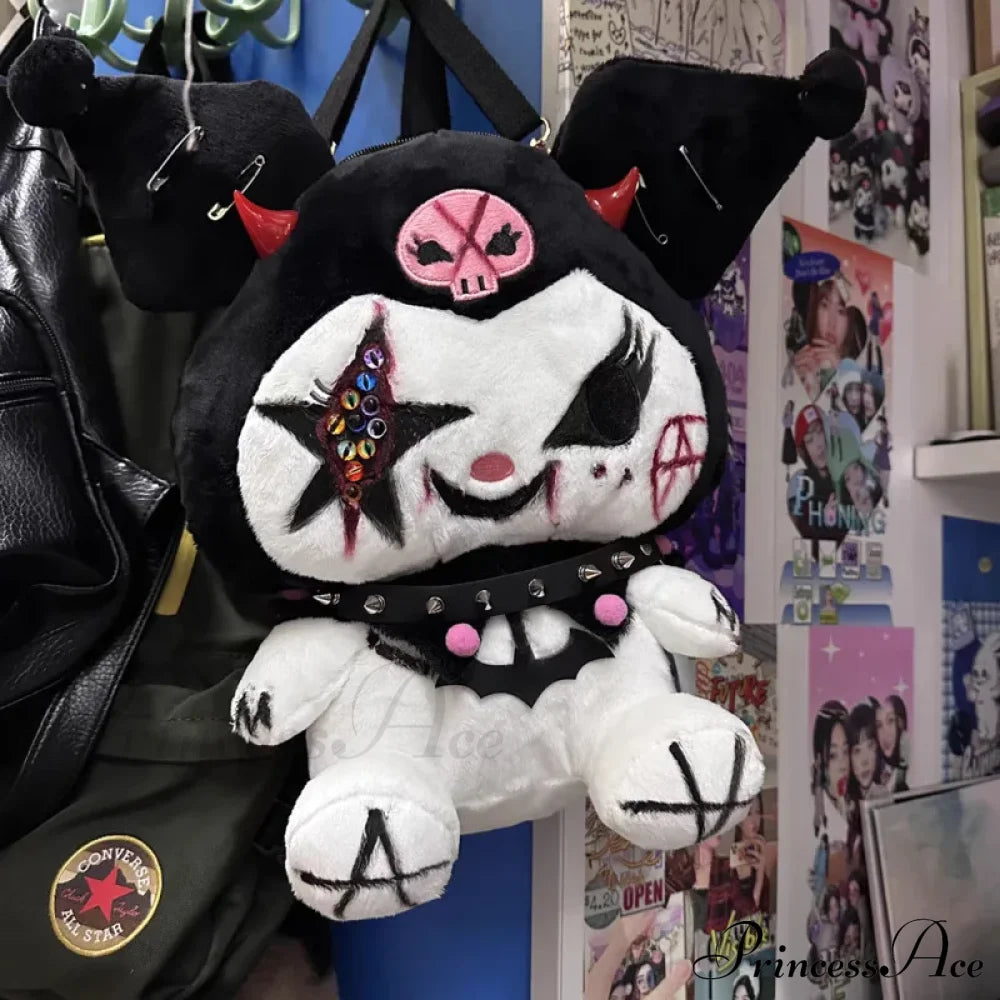 Sanrio Kuromi Dark Y2K Street Gothic Spicy Girl Plush American Punk Funny Bag Halloween