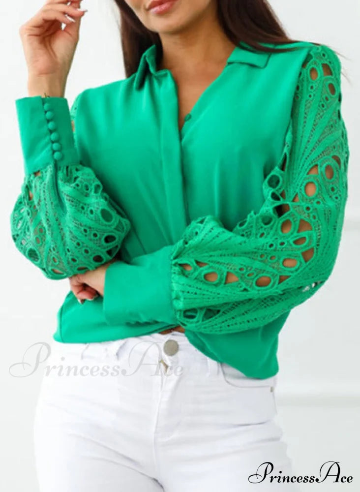 Satin Blouse Green / Xxs Tops & Blouses