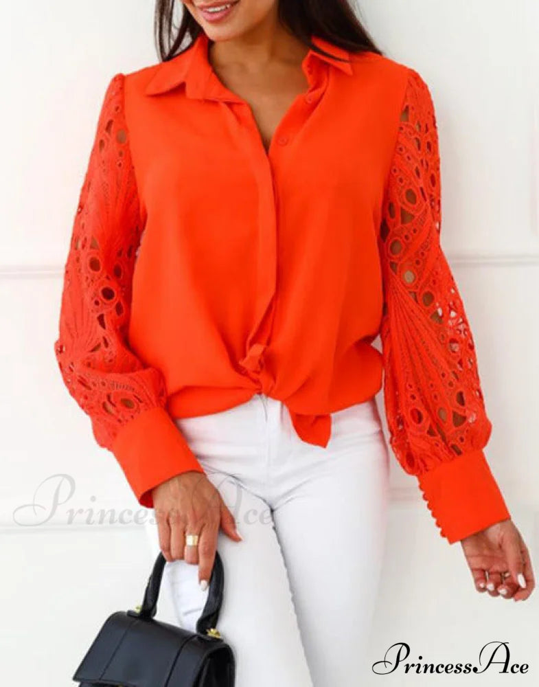 Satin Blouse Orange / Xxs Tops & Blouses