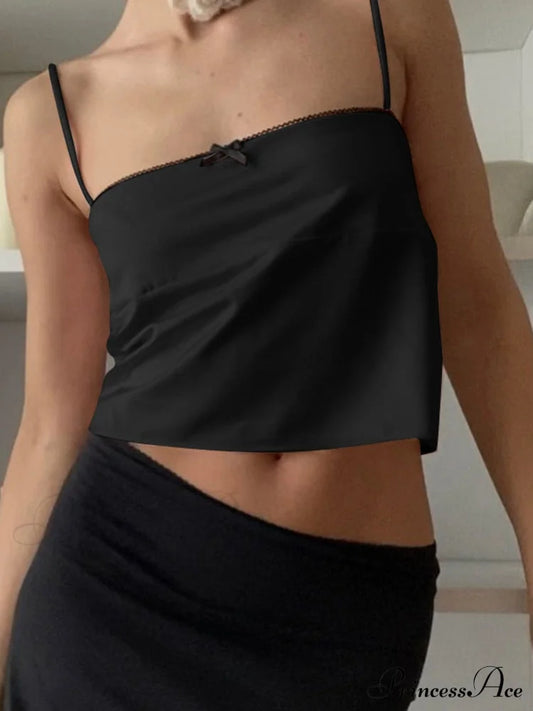 Satin Cami Bow Backless Tie-Up Top Free From Label