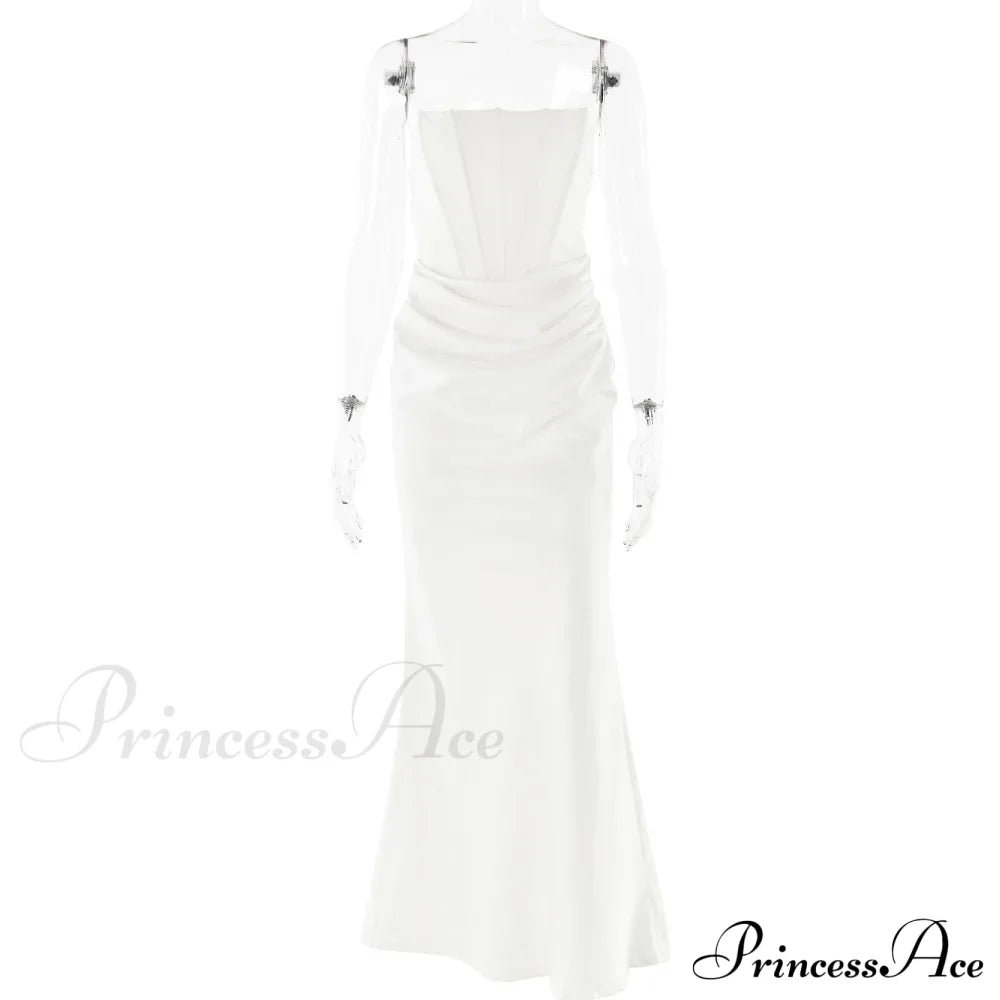 Satin Corset Stylish Maxi Dress Solid Long