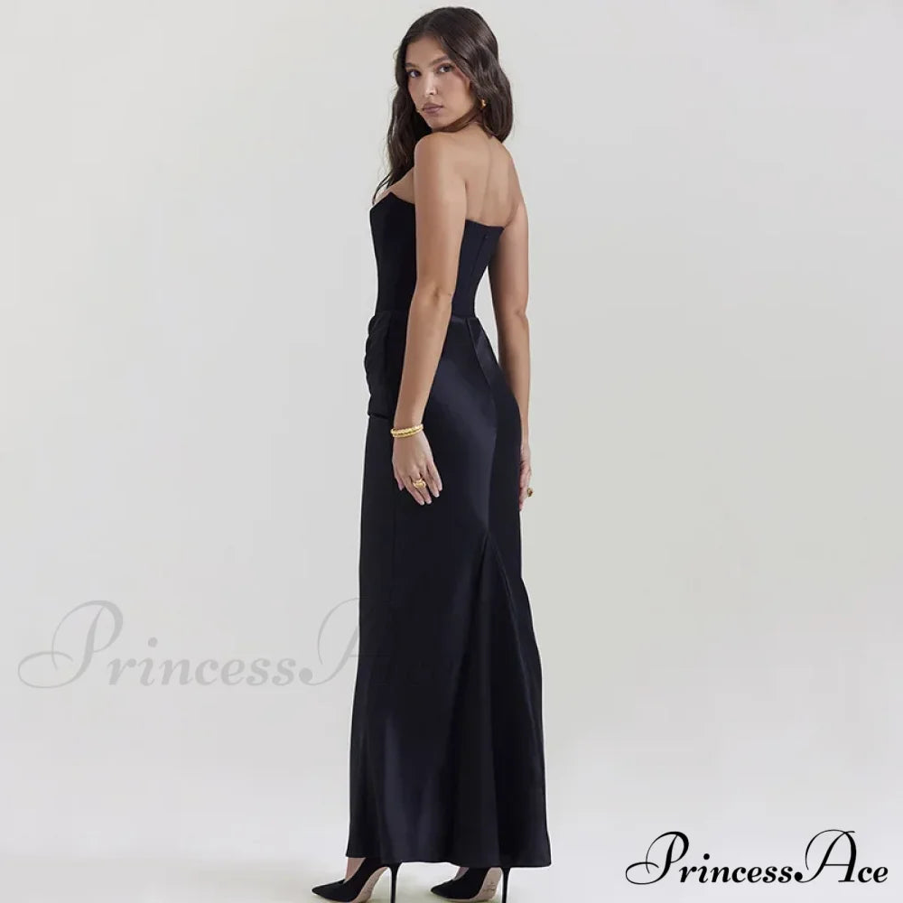 Satin Corset Stylish Maxi Dress Solid Long