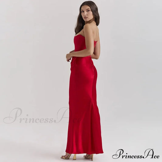 Satin Corset Stylish Maxi Dress Solid Long