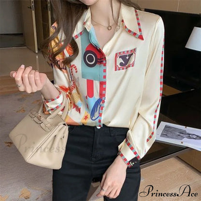 Satin Elegant Fashion Printing Shirt