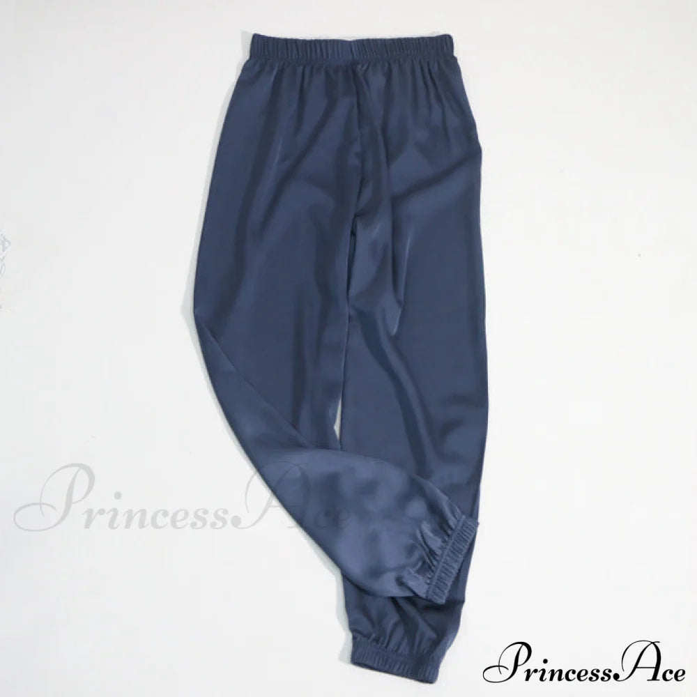 Satin Harem Pants Blue / One Size