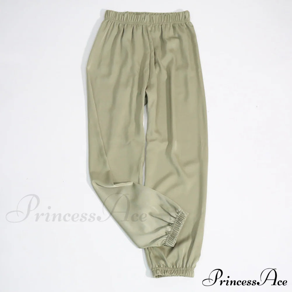 Satin Harem Pants Green / One Size