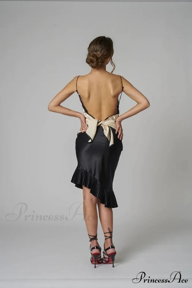 Satin Irregular Pleated Charming Trim Midi Skirt