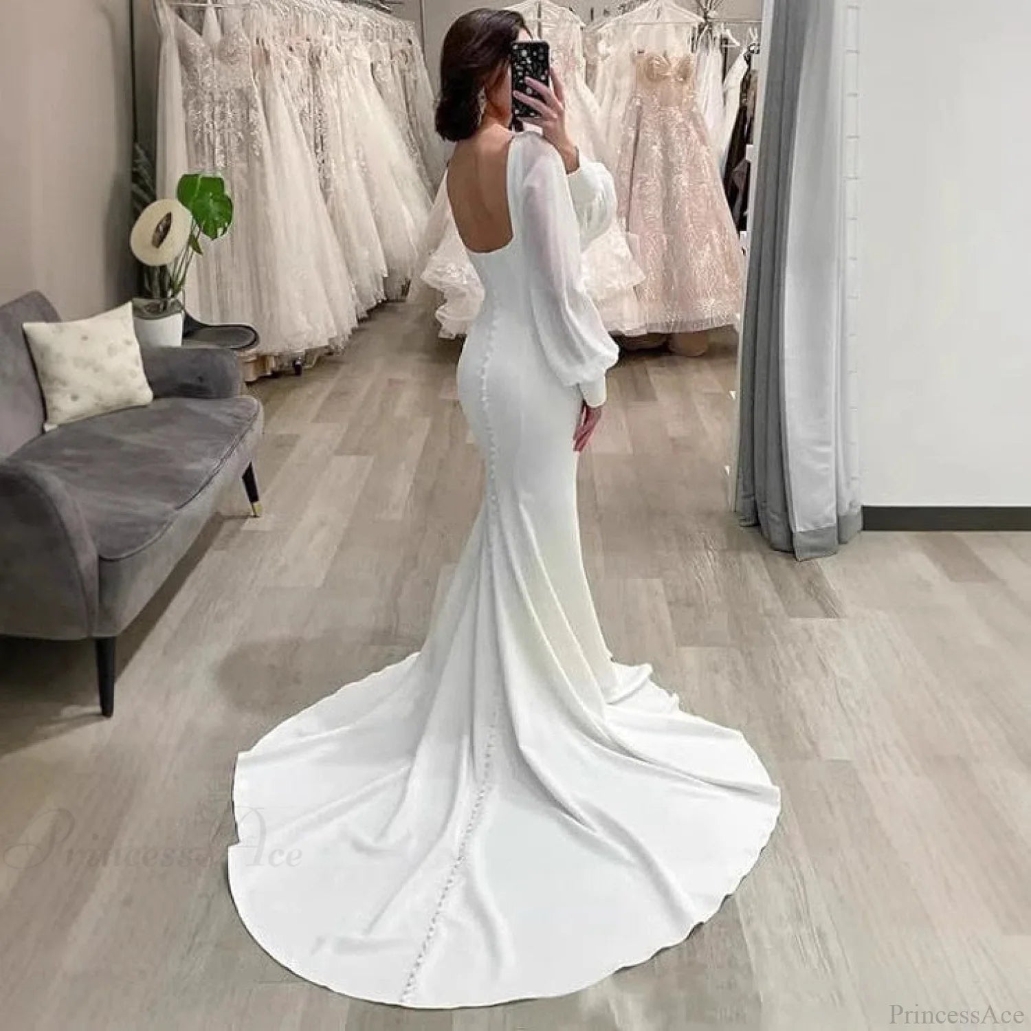 Satin Mermaid Outdoor Bridal Wedding Dress white / 2 weddingdress-250223