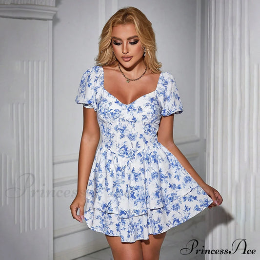 Satin Sleeveless Mini Trendy Sexy Reveal Dress Blue And White / Xs Party Dresses-L