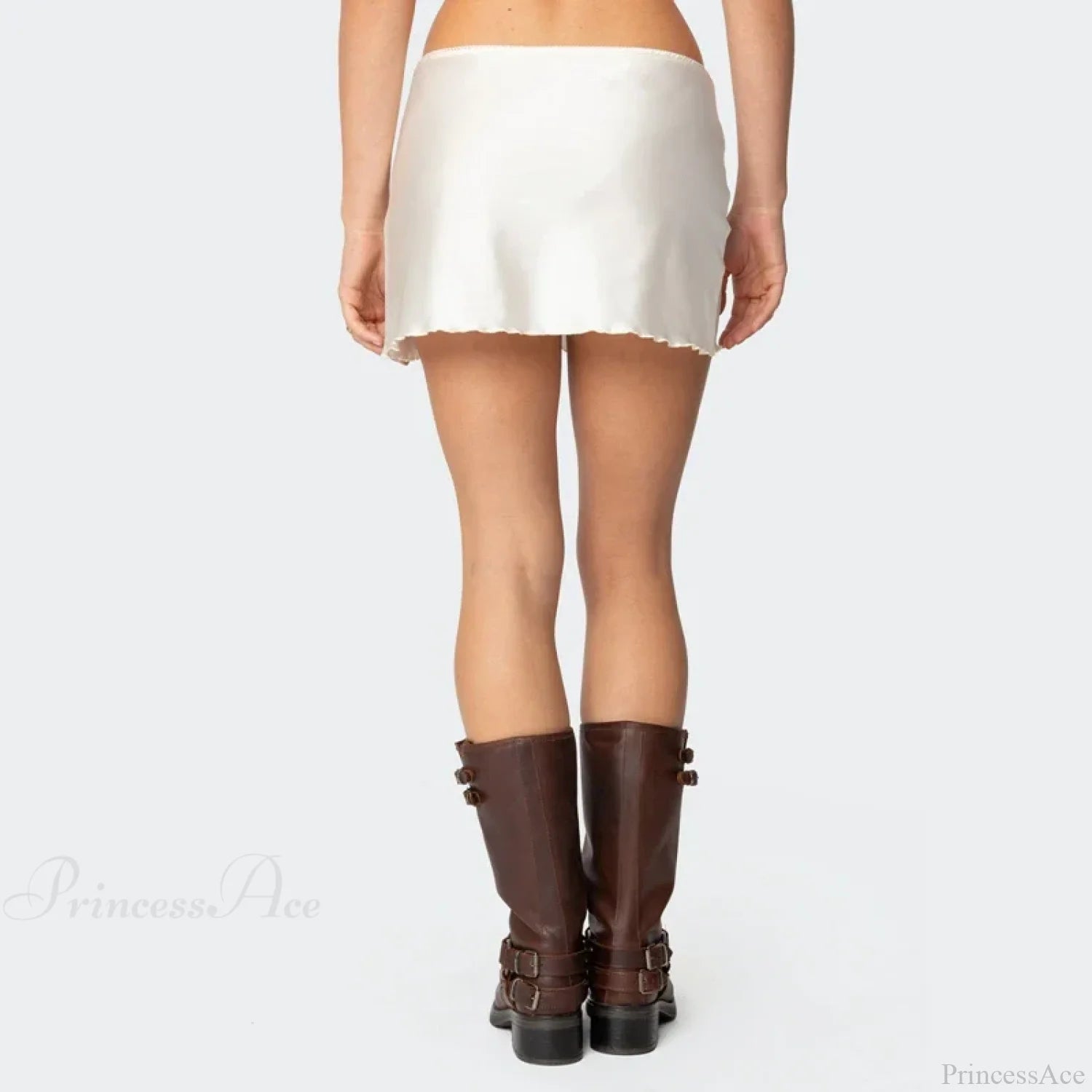 Satin Solid Low Waist Skirt skirts-250223