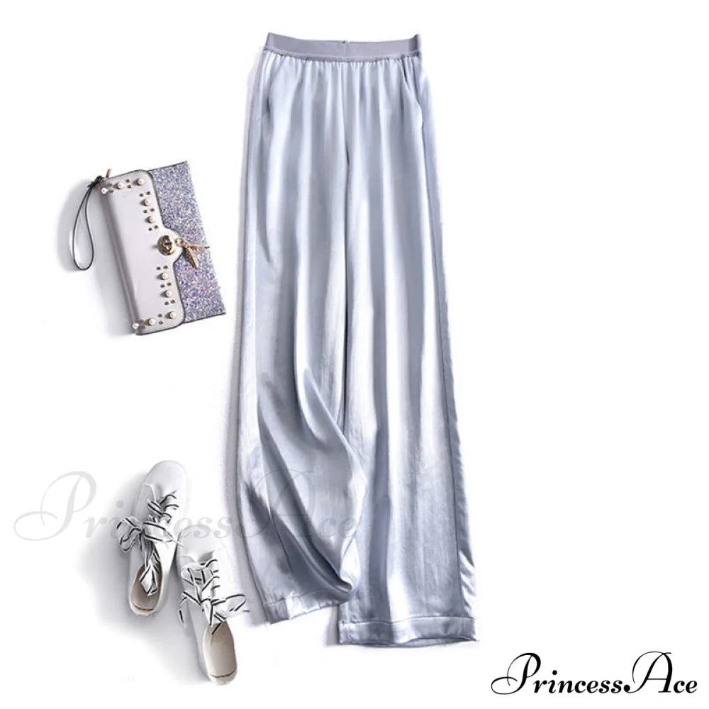 Satin Straight-Leg Casual Pants