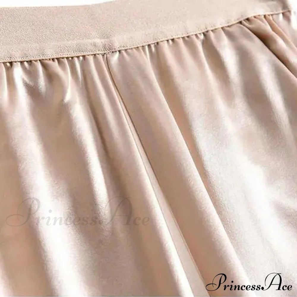 Satin Straight-Leg Casual Pants