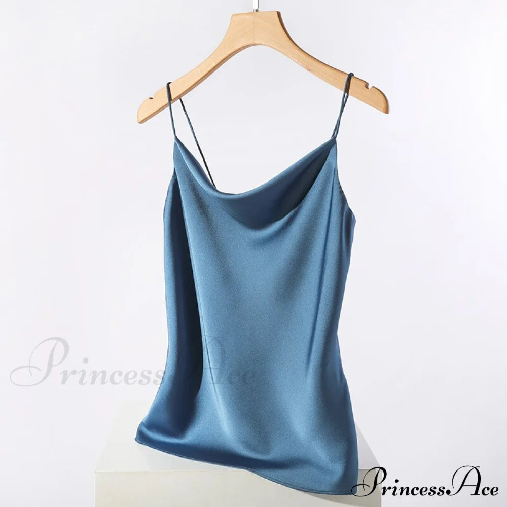 Satin Thin Wild Solid Camis Blue / S