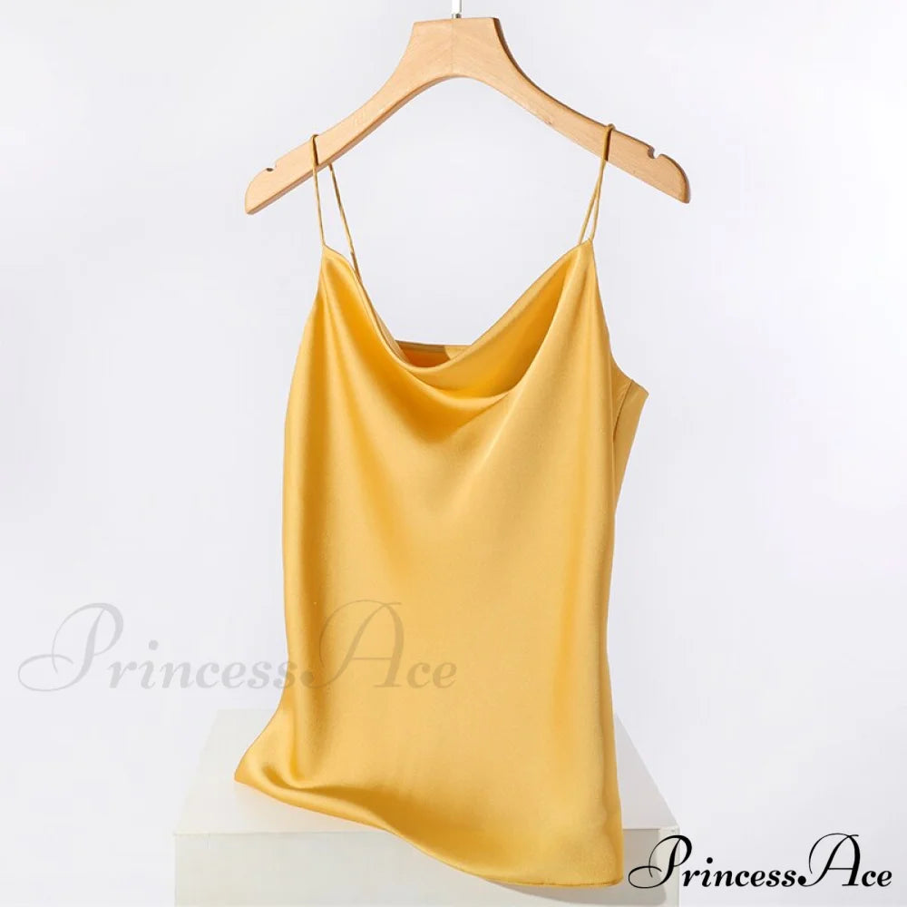 Satin Thin Wild Solid Camis Yellow / S