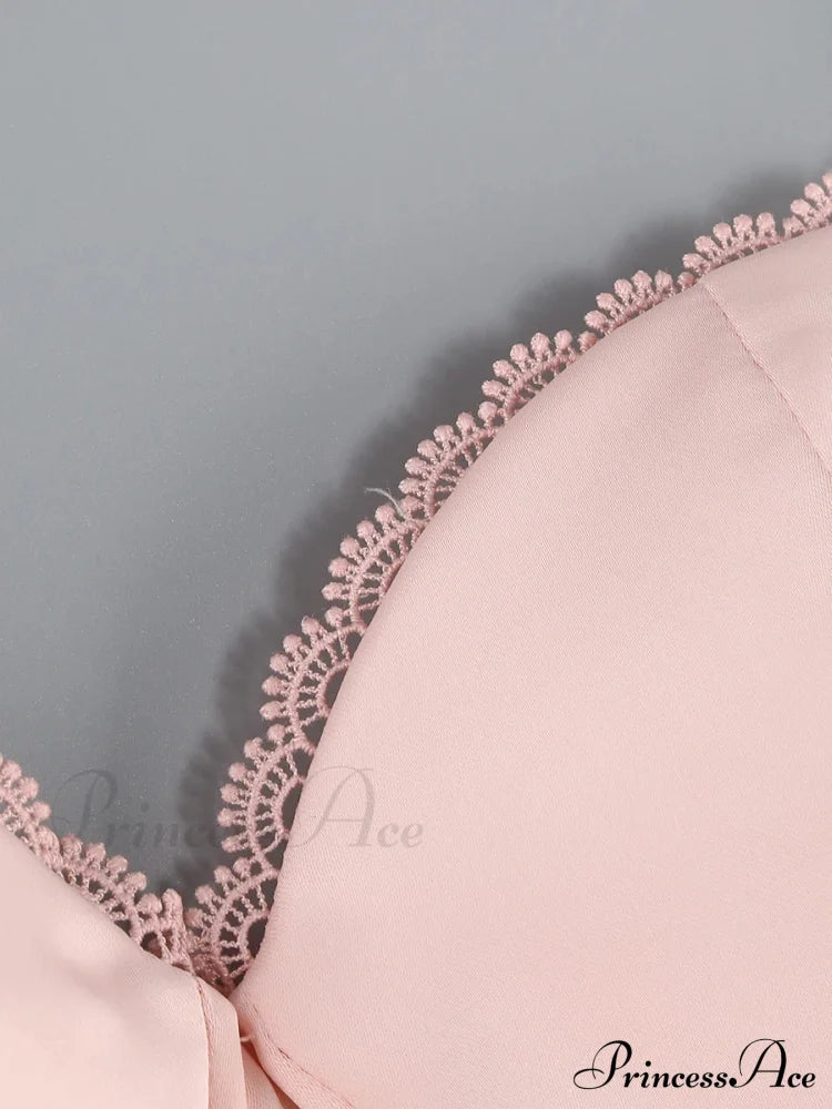 Satin Tulle Frill Charming Strap Mini Dress Dress