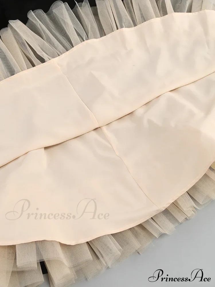 Satin Tulle Frill Charming Strap Mini Dress Dress