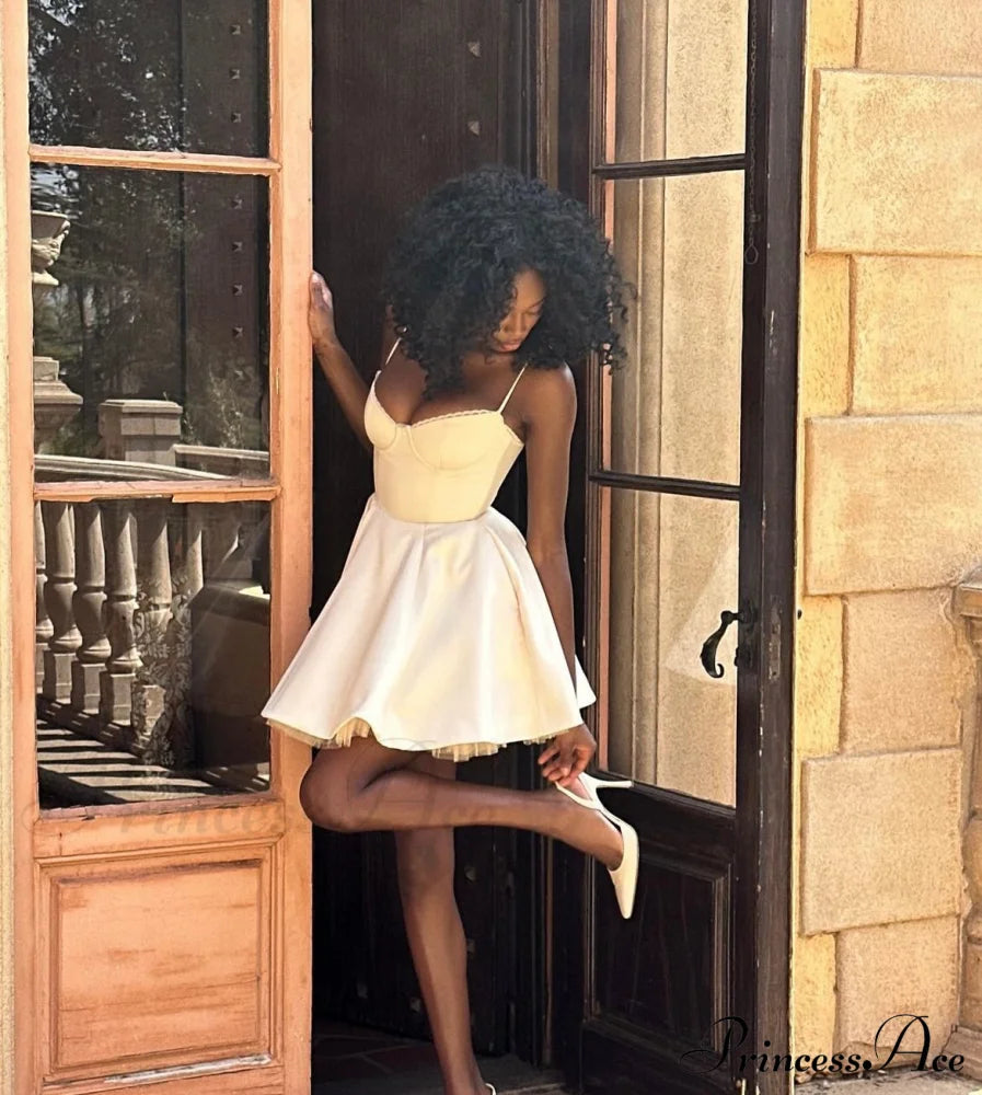 Satin Tulle Frill Charming Strap Mini Dress Dress