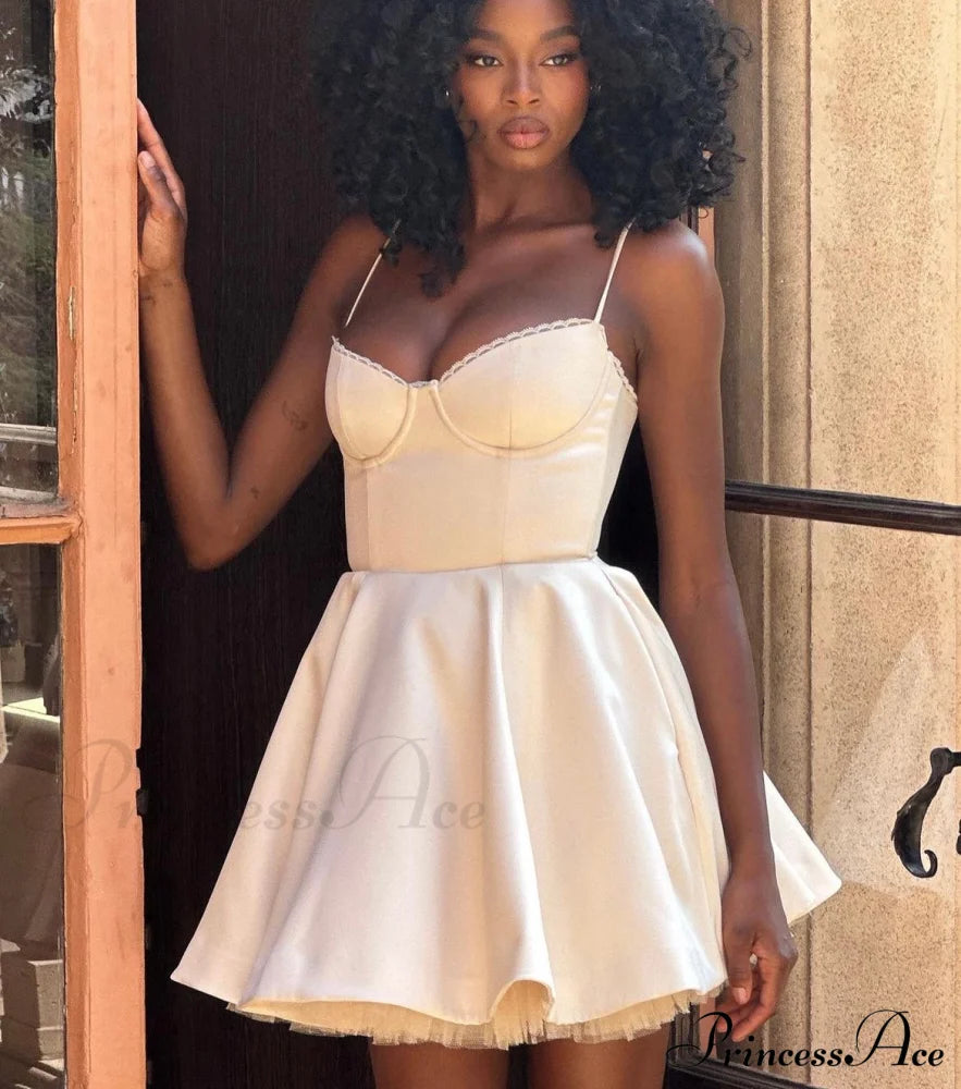Satin Tulle Frill Charming Strap Mini Dress Dress