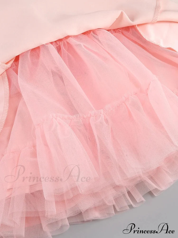 Satin Tulle Frill Charming Strap Mini Dress Dress