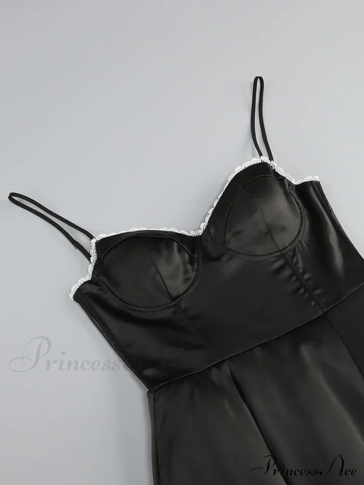 Satin Tulle Frill Charming Strap Mini Dress Dress