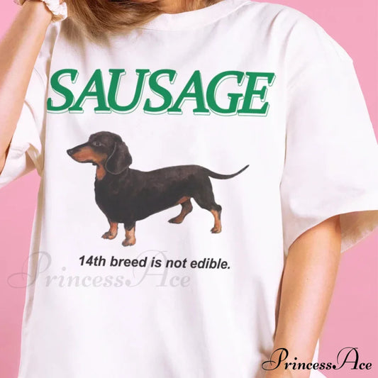 Sausage Dog Stylish Print T Shirt Letter Tees