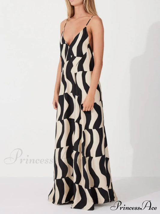 Scooped Back Relaxed Charming Fit Style Maxi Dress Dresses