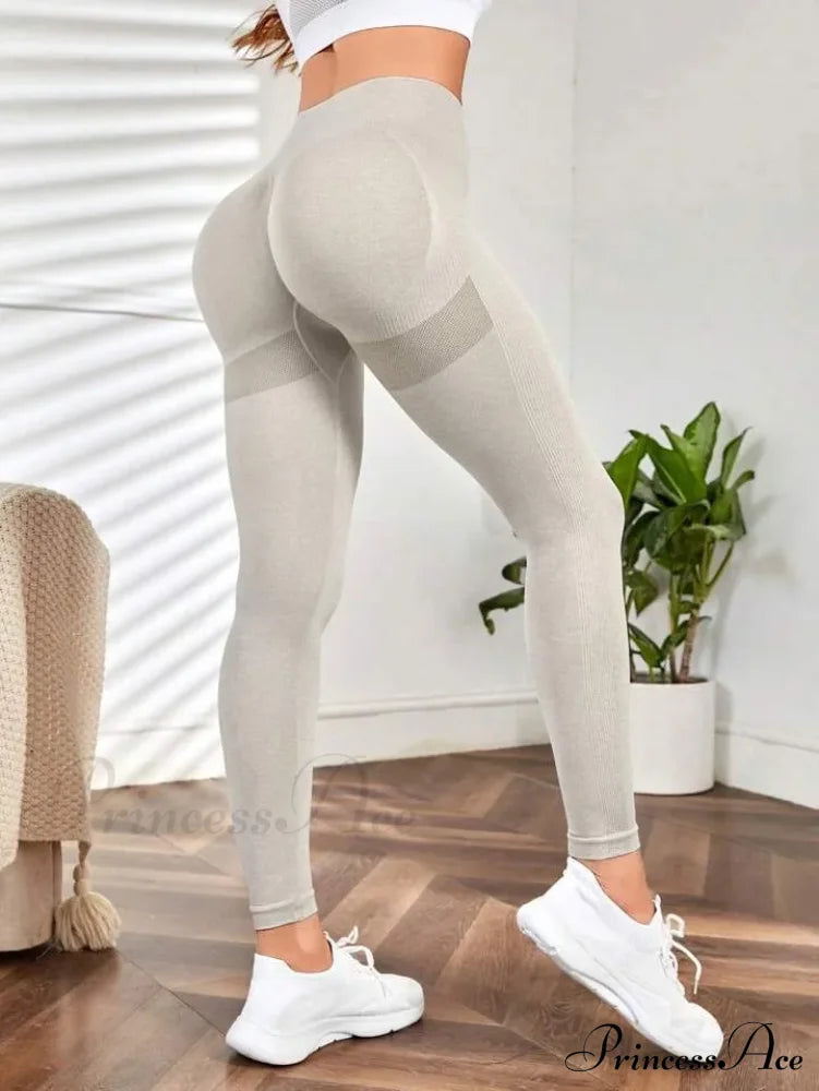 Seamless Elastic Butt Lifting Yoga Tights Legging White / S