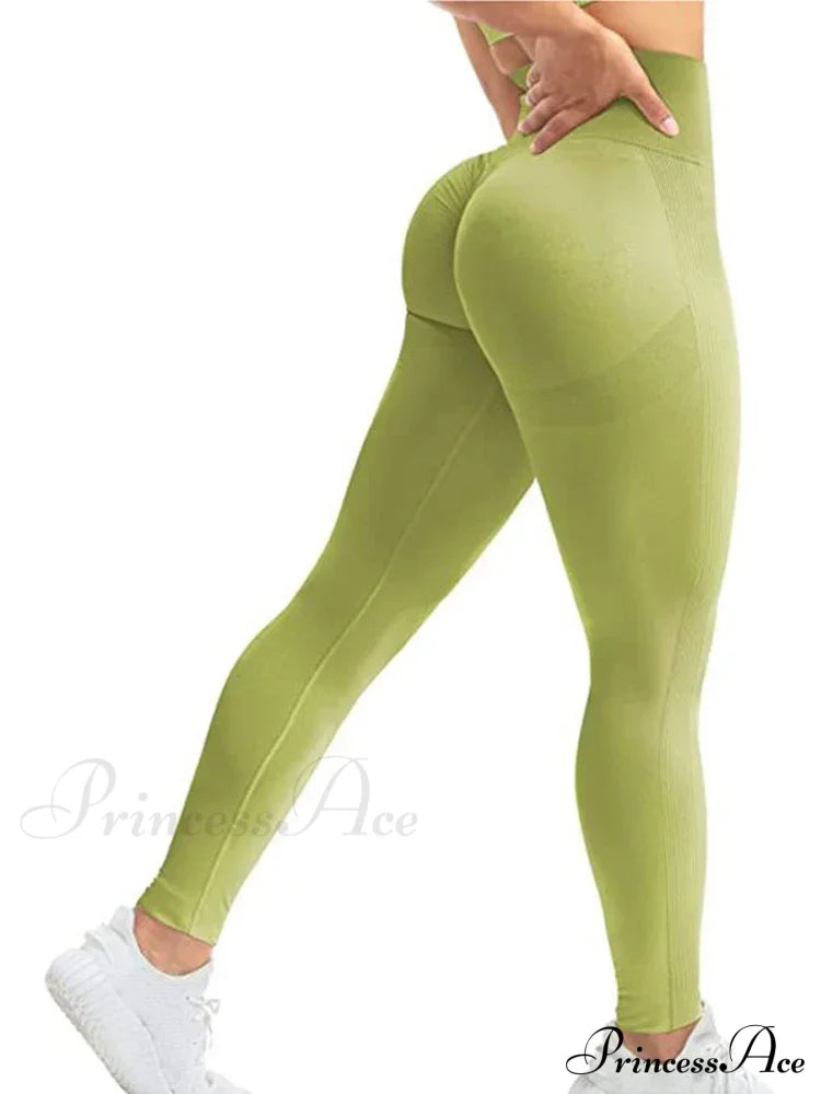 Seamless High Waist Push Up Sexy Gym Black Sports Leggings Army Green / S