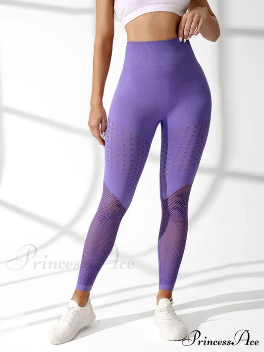 Seamless Out High Waist Push Up Tight Gym Legging Purple / S