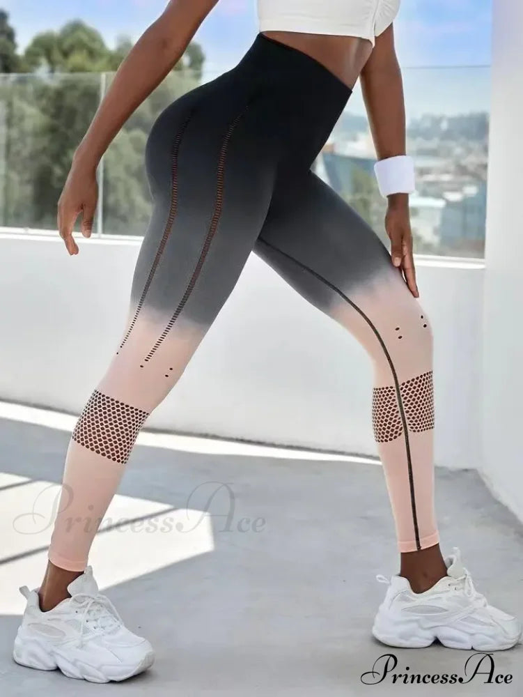 Seamless Sports Push Up Waist Yoga Gym Clothing Legging Black / S