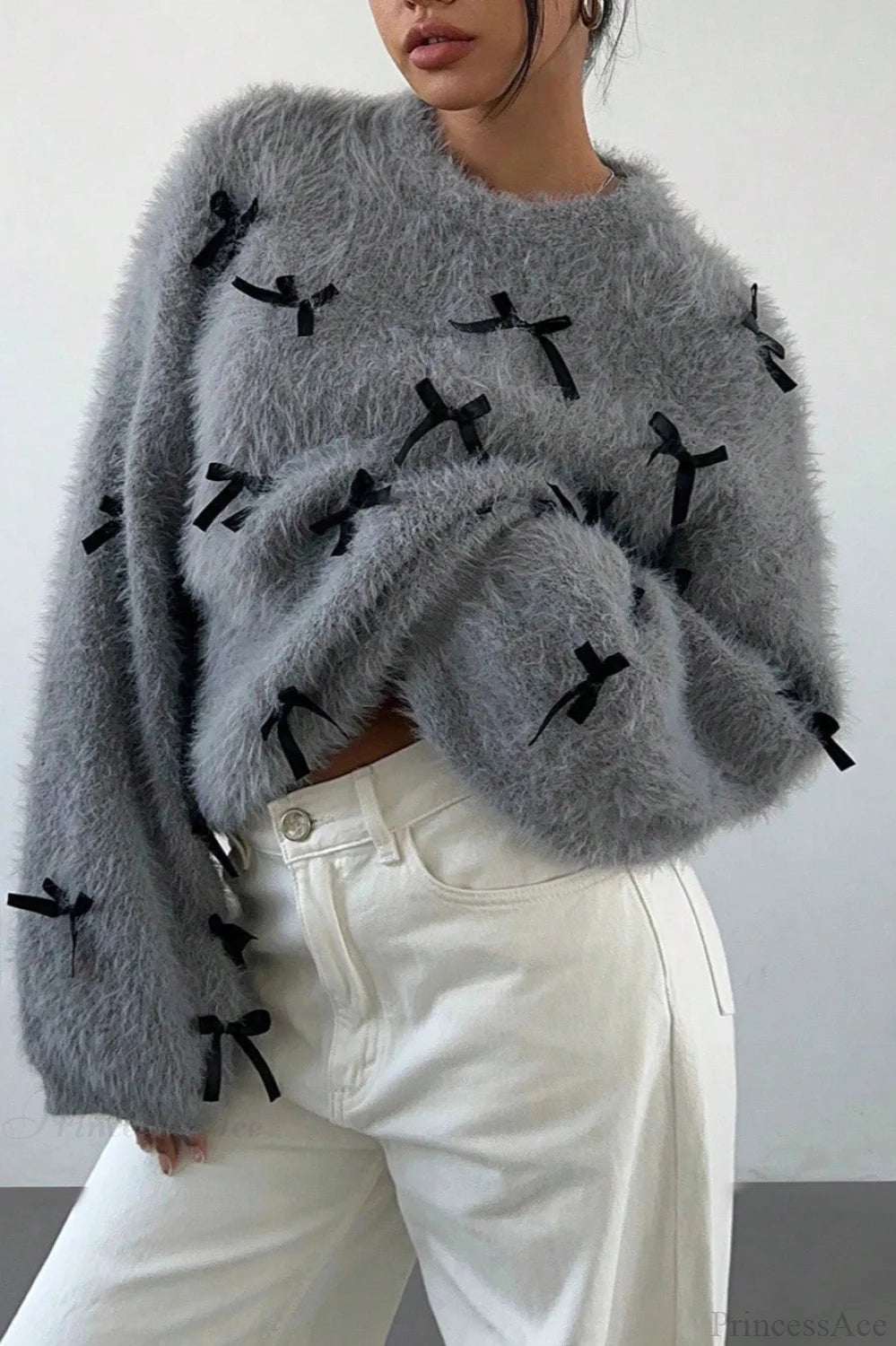 Seamoss Bowknot Warm Knit Sweater