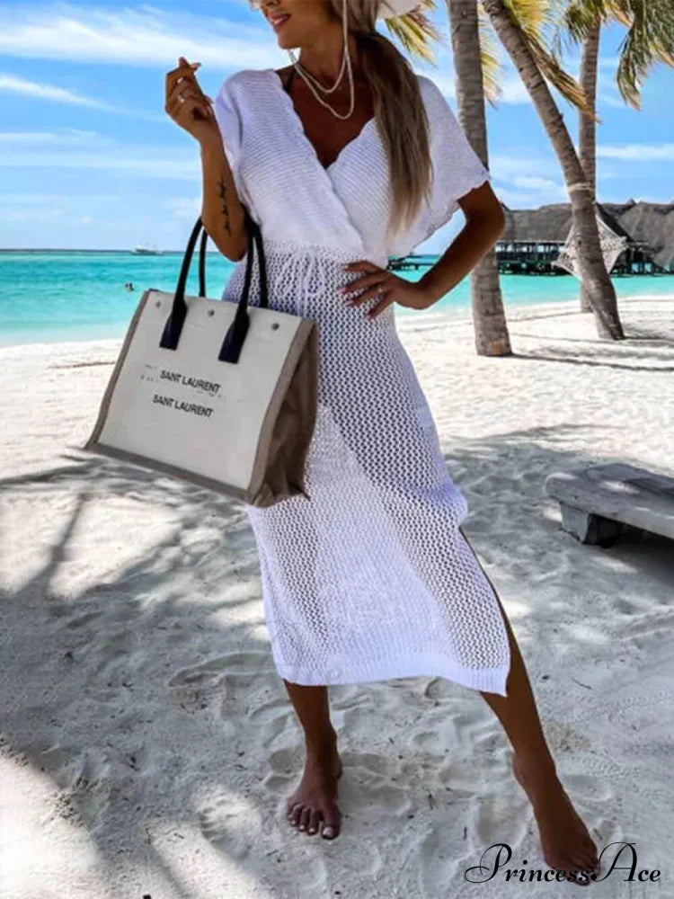 Seaside Resort Knitted Charming Cover Up Dress White / S Dresses