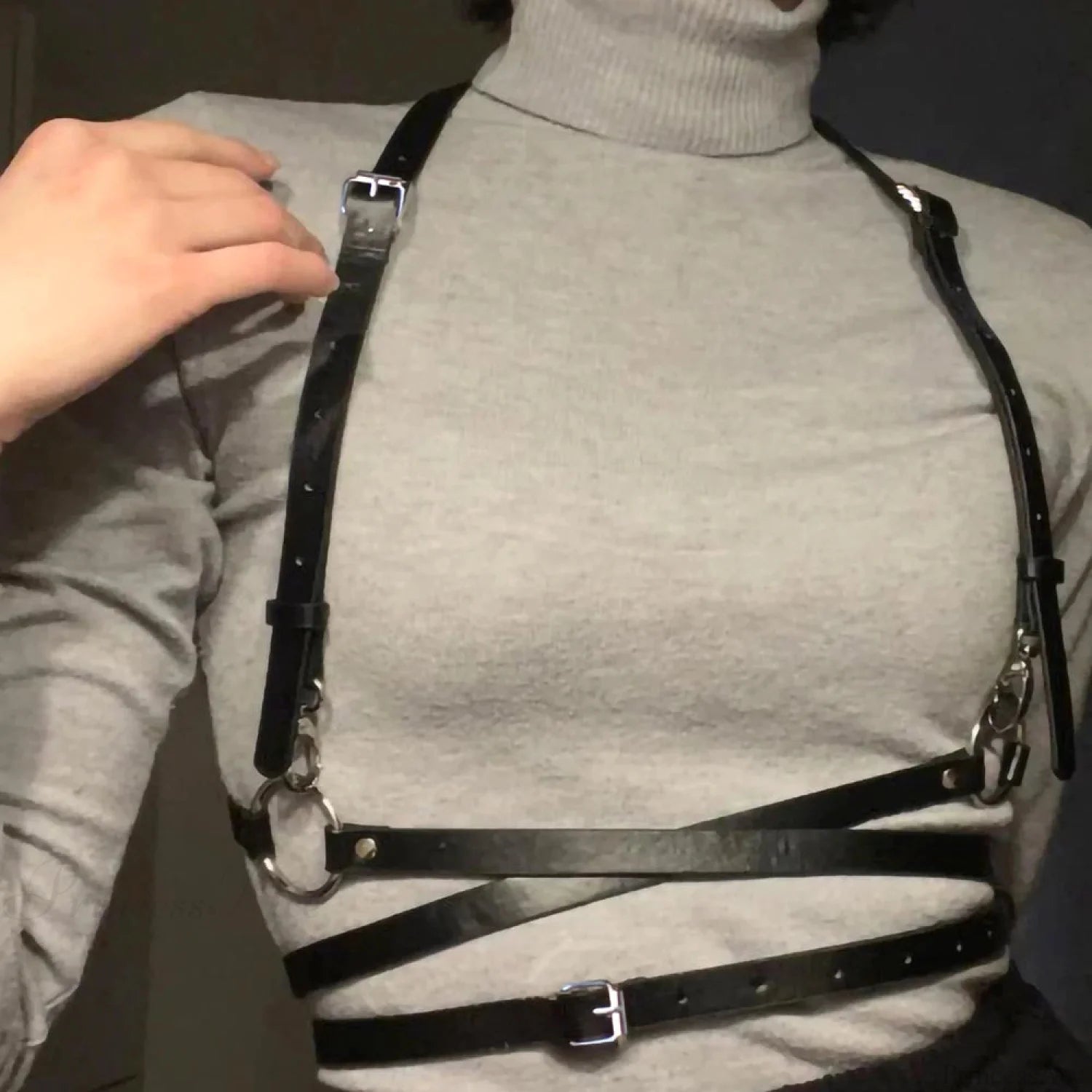 Seductive Gothic Leather Corset Strap black