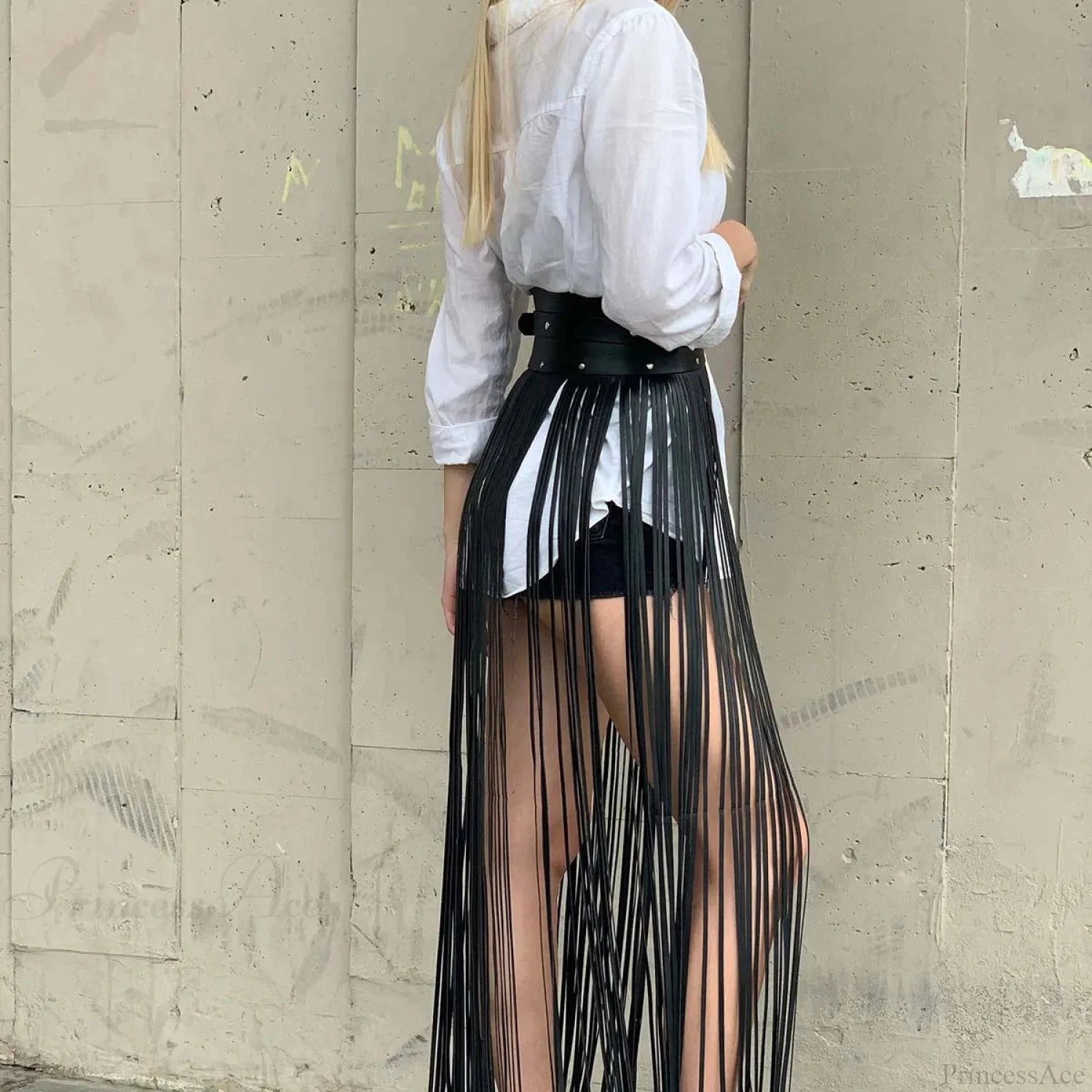 Seductive Gothic Leather Harness Waist Belt black