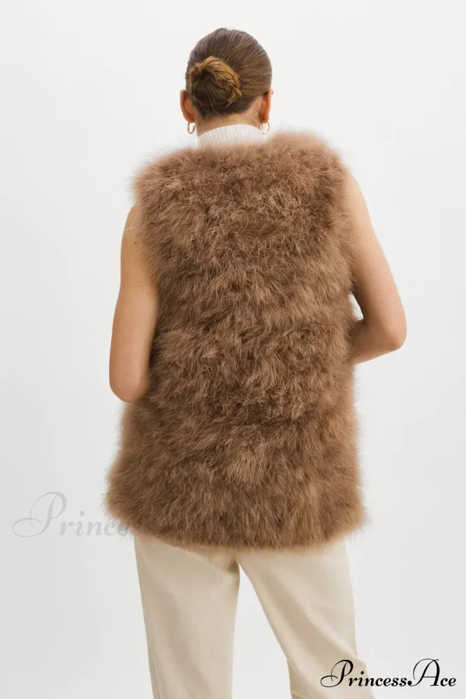 Selma Black Stylish Feather Vest 30 Days / 4 S Brown