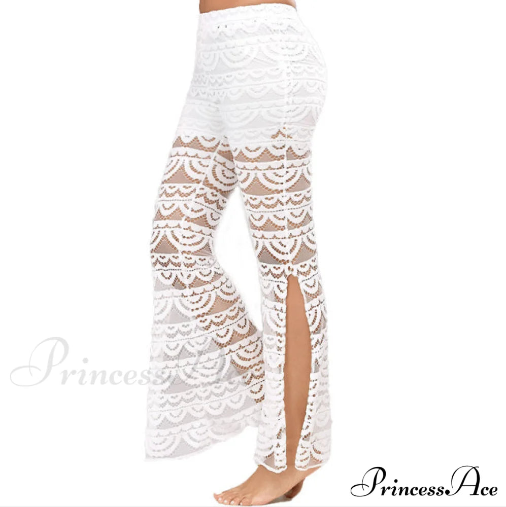 Semi Transparent Sexy Lace Pants White / Xxs