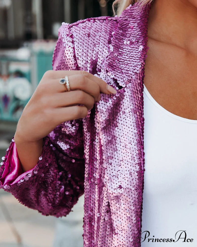 Sequin Blazer - Pink Coats-L