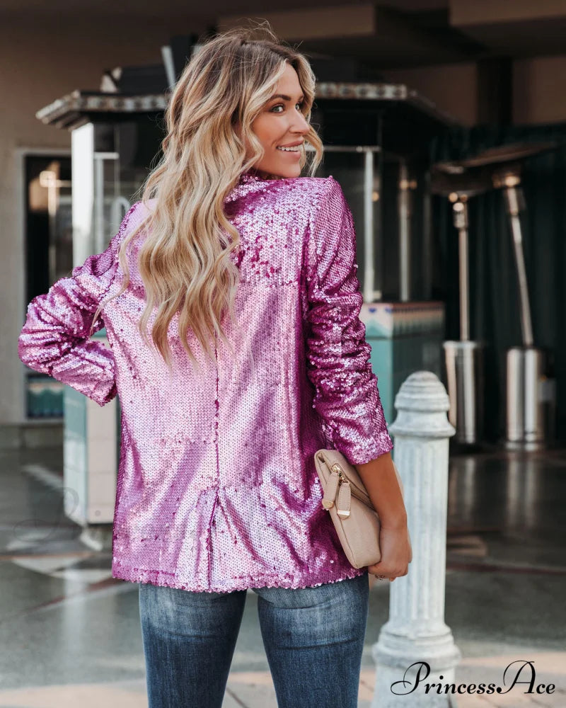 Sequin Blazer - Pink Coats-L