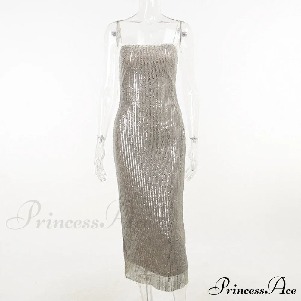 Sequin Mesh Stylish Long Dress