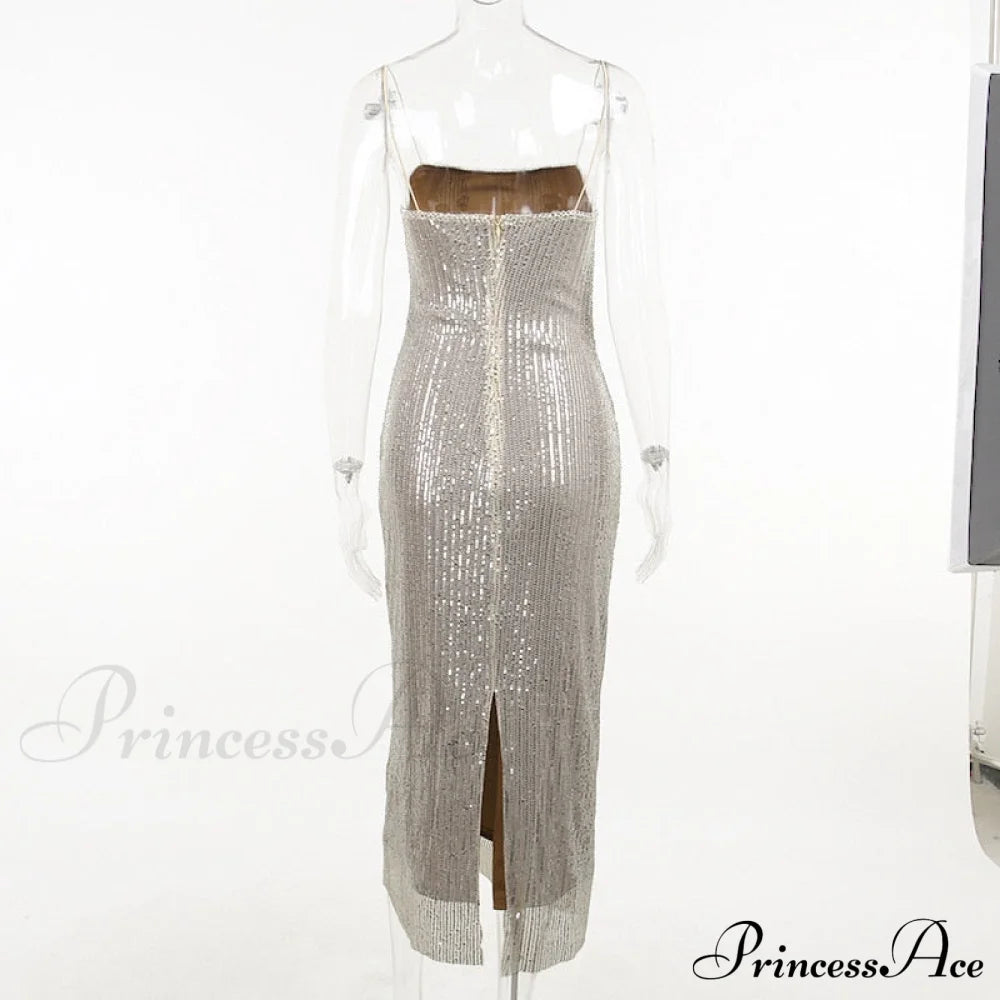 Sequin Mesh Stylish Long Dress