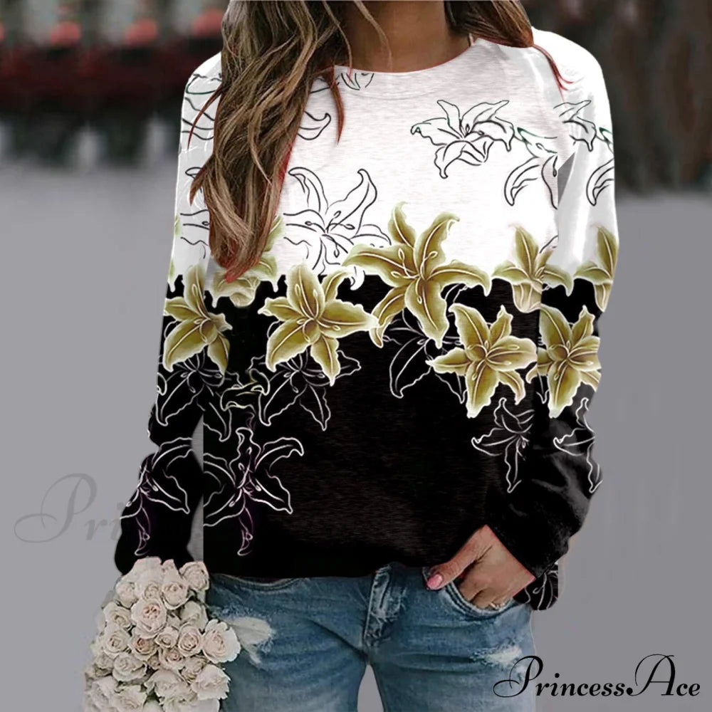 Sequins Butterfly 3D Printed O Neck Long Sleeve Sweatshirt 1-Yellow / S