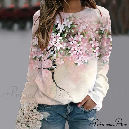 Sequins Butterfly 3D Printed O Neck Long Sleeve Sweatshirt 4-White / S